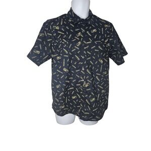 5.11 Tactical‎ Bullet Print Shirt Men's Small Navy Black Short Sleeve Button Up